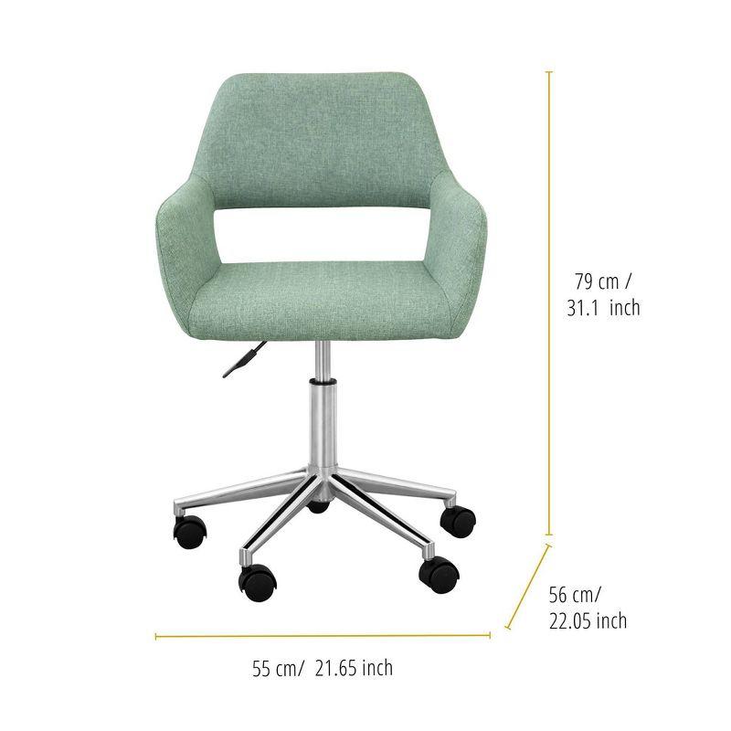 Modern Linen Style Fabric Office Swivel Chair: Ergonomic, Adjustable - Teamson Home