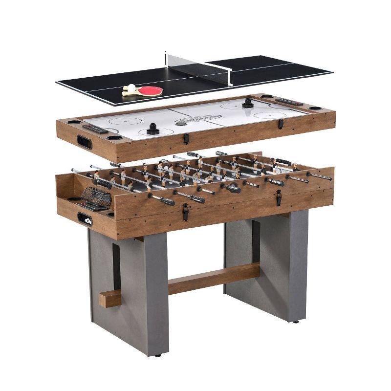 Barrington 54" 3-in-1 Wood and Concrete Game Table