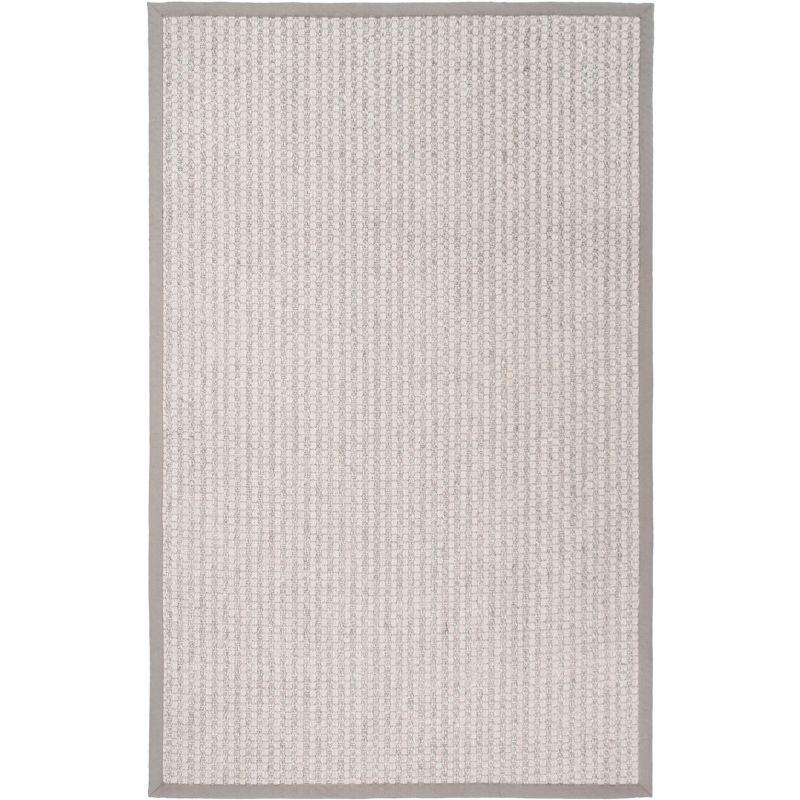 Ivory and Silver Hand-Knotted Wool Area Rug, 5' x 8'