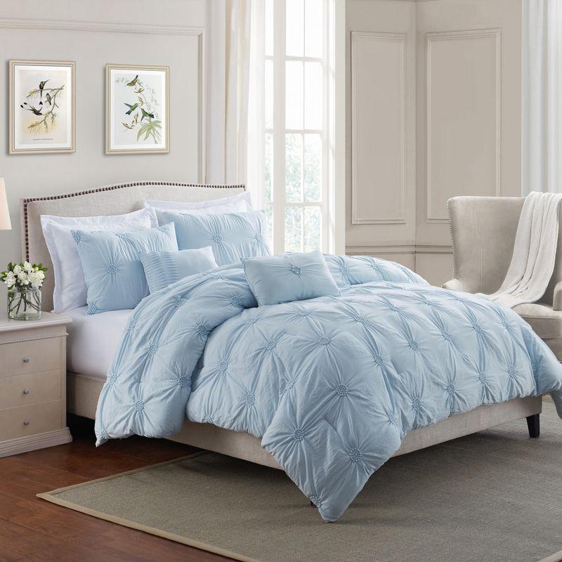 Swift Home Supreme Microfiber Floral Pintuck Microfiber 3-Piece Comforter Set
