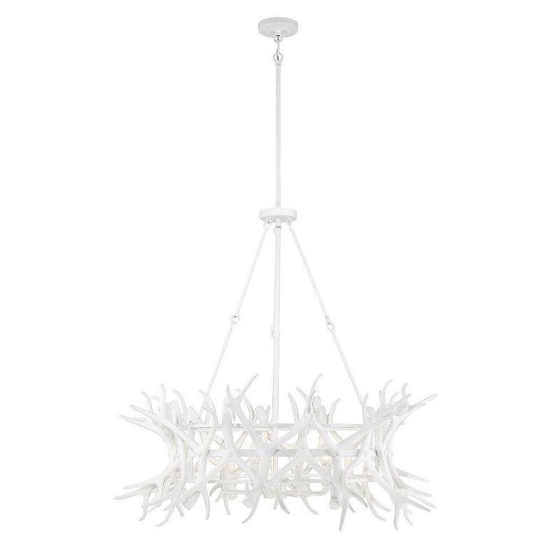 Matte White Antler 8-Light Rustic Chandelier