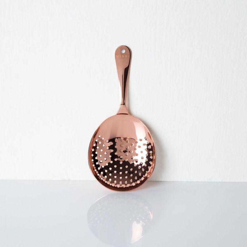 Summit Copper Julep Strainer by Viski | Professional Metal Stainless Steel Cocktail Strainer for Kitchen with Handle | Home bar tool