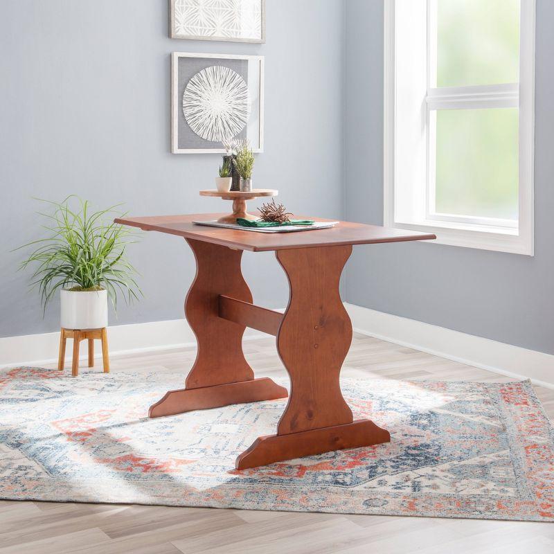 Chelsea Traditional Dining Table Walnut - Linon: Corner Nook, Seats 5, Pine Frame