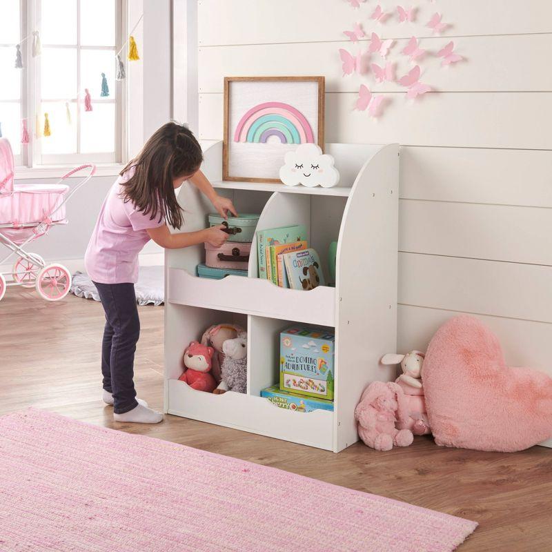 Bright White Multi-Cubby Toy & Book Organizer for Kids