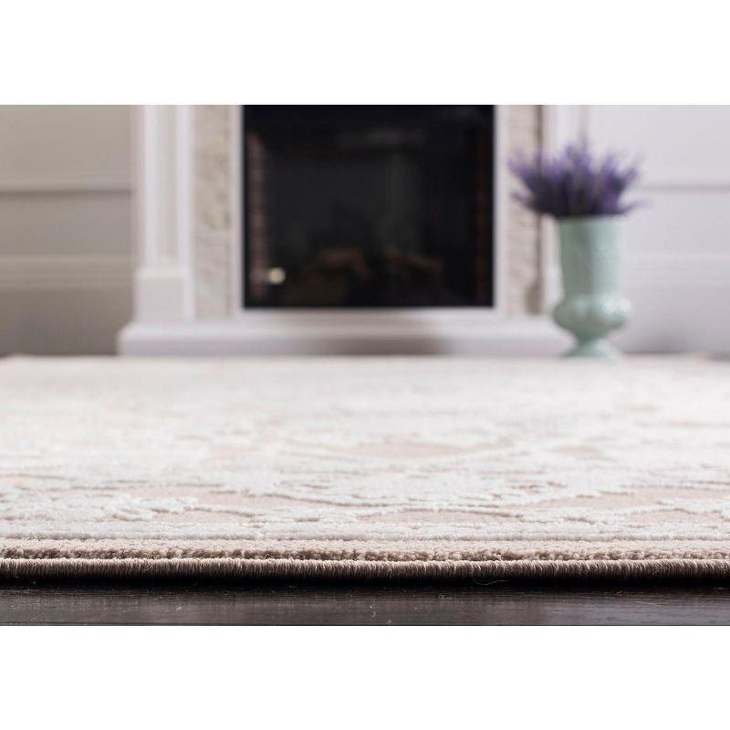 Elegant Beige Floral 3' x 5' Easy-Care Cotton Blend Area Rug