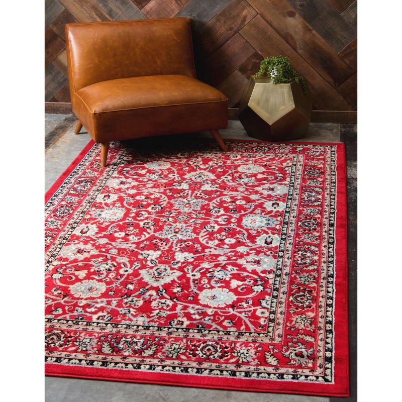 Red and Ivory Synthetic 8' x 10' Reversible Area Rug