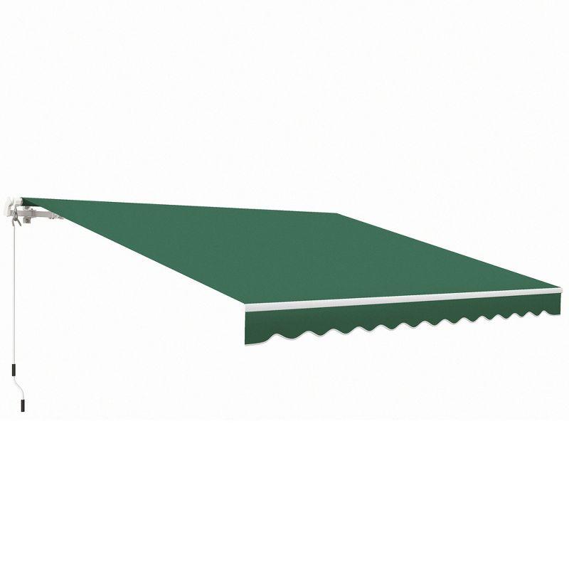 Green 12' x 10' Manual Retractable Patio Awning with Aluminum Frame