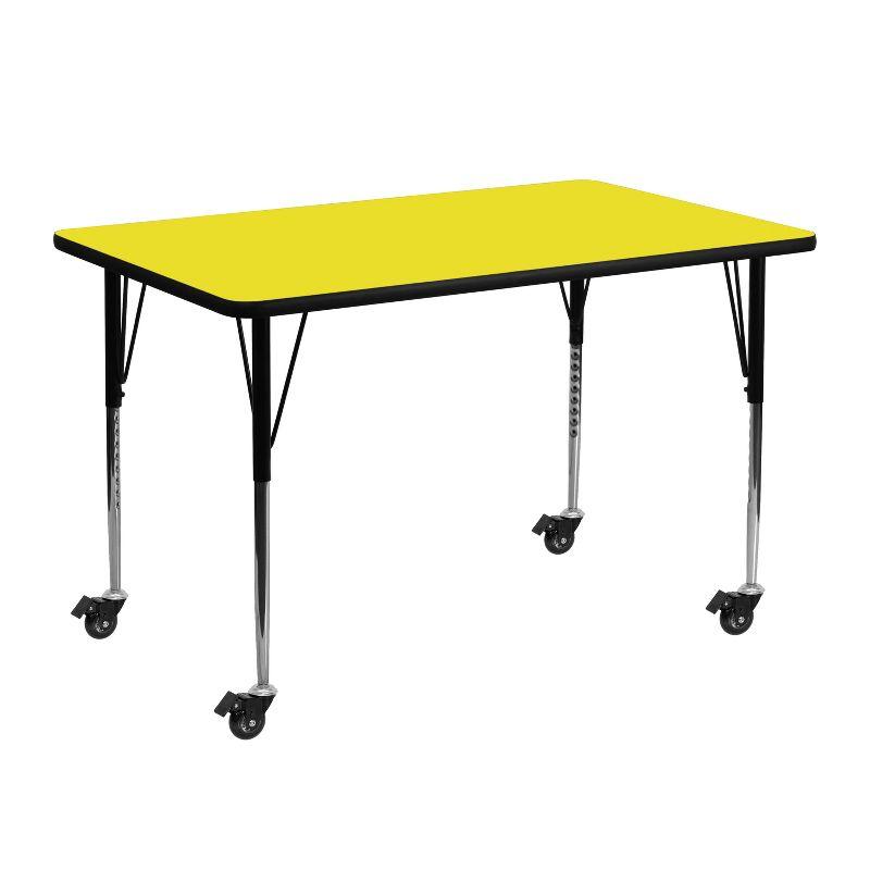 Wren 24''x48'' Yellow Laminate Rectangular Mobile Activity Table