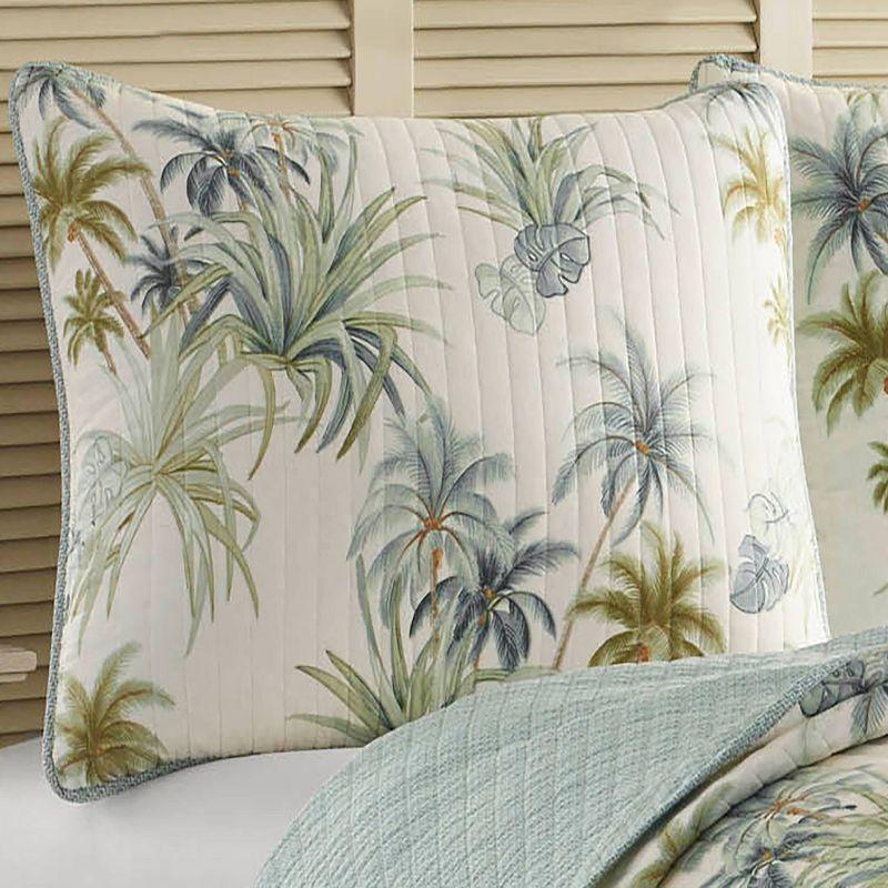 Standard Serenity Palms Sham Aqua - Tommy Bahama: Coastal Botanical Design, 100% Cotton, Machine Washable