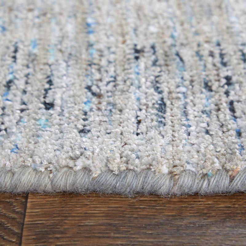 Gray and Blue 10' x 14' Wool Viscose Area Rug