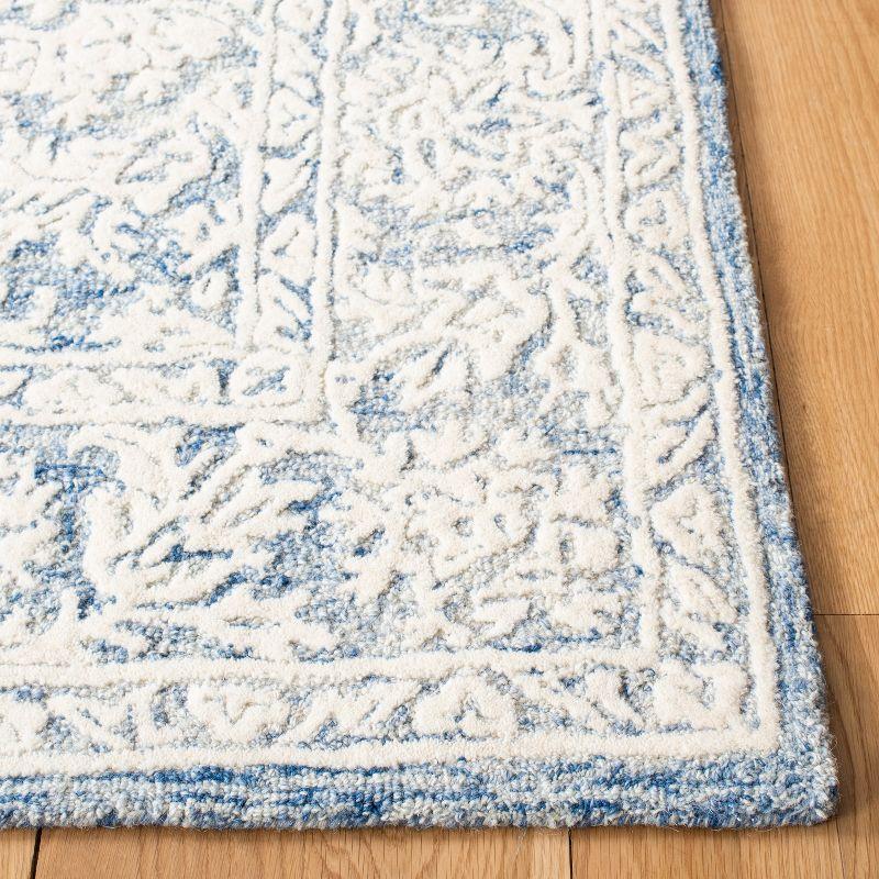 Hand-Tufted Floral Elegance Blue Wool 6' Square Area Rug