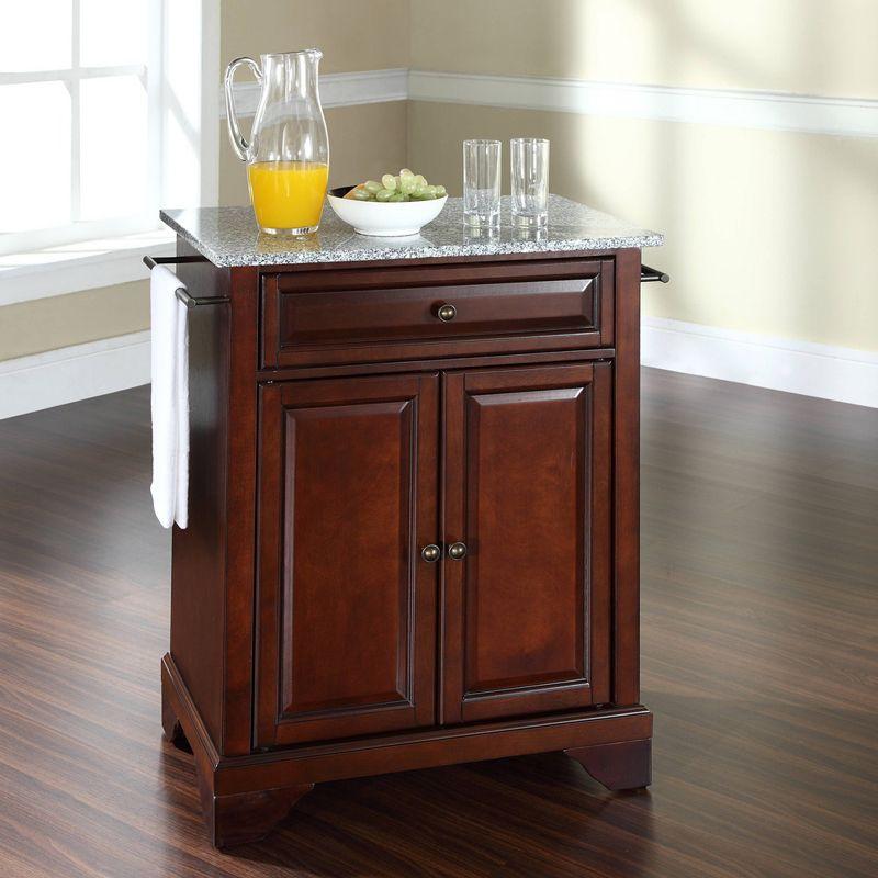 Lafayette Gray Granite Top Mahogany Kitchen Island Cart