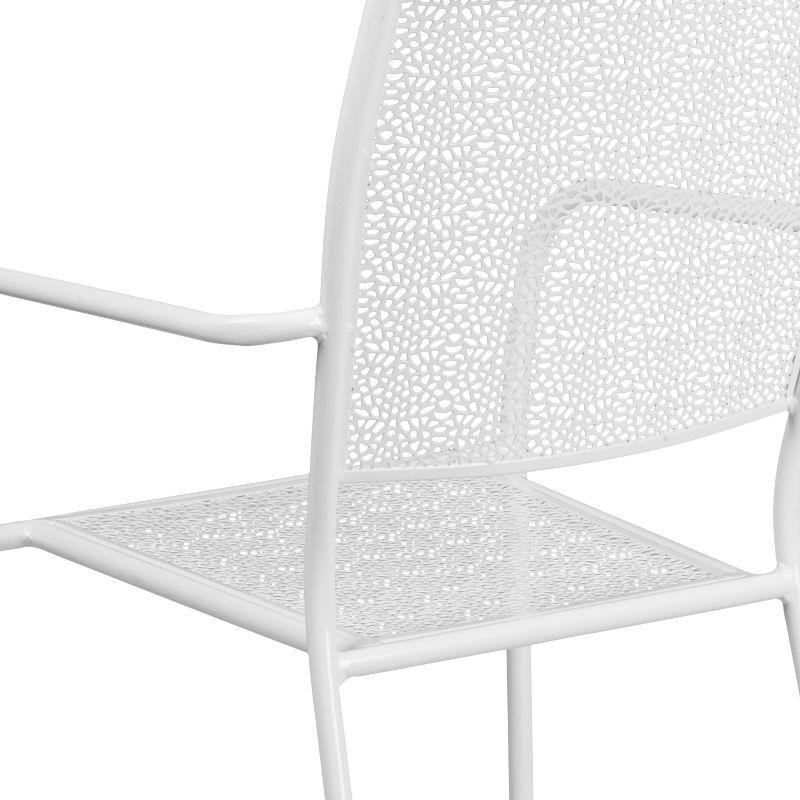 Rain Flower White Steel Stackable Outdoor Dining Chair