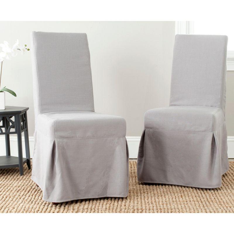 Adrianna Arctic Grey Slipcover Parsons Chair Set of 2