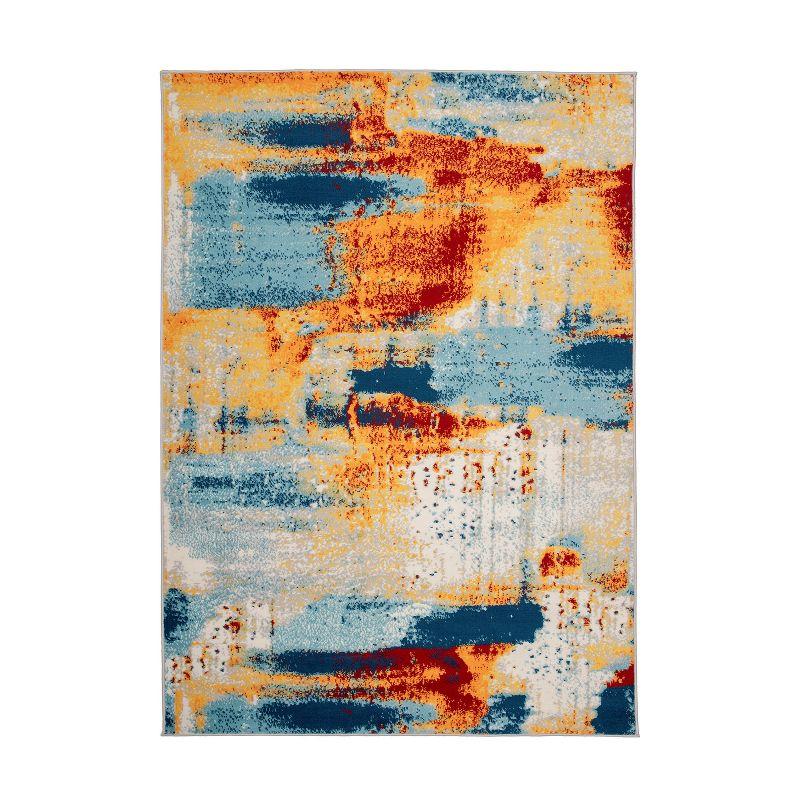 Bohemian Abstract Multi-Color 5' x 7' Washable Area Rug