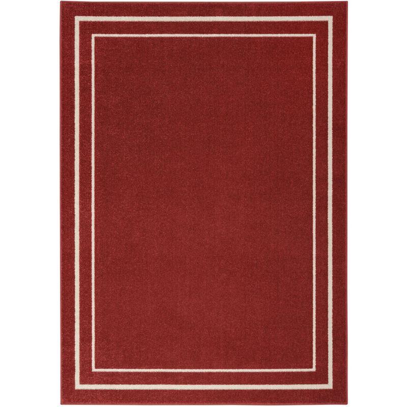 Brick and Ivory Rectangular 4' x 6' Synthetic Area Rug