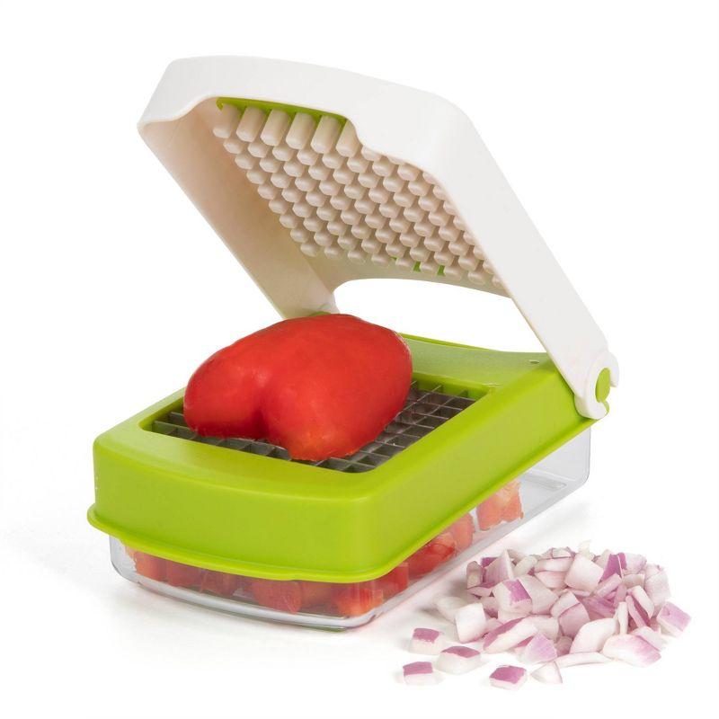 Prepworks Compact Veggie Chopper: Manual Food Chopper & Slicer, Stainless Steel Blade, Dishwasher-Safe, Green/White/Clear