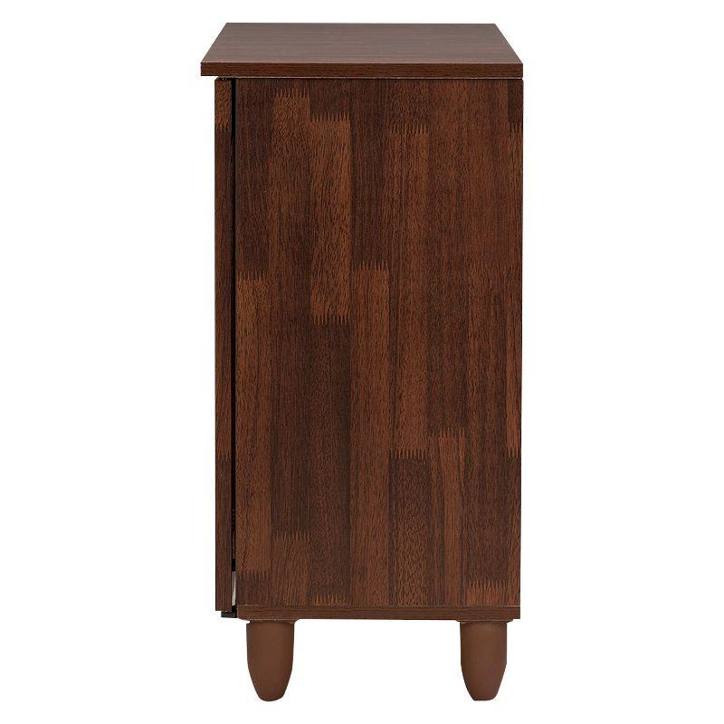 Fernanda Modern and Contemporary 3-Door Wooden Entryway Shoes Storage Wide Cabinet - Oak Brown - Baxton Studio: 10 Fixed Shelves, Hardwood & MDF