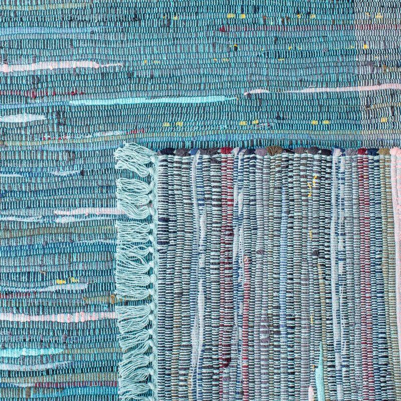 Rag Area Rug RAR122 Hand Woven Area Rug - Light Blue/Grey - 6'x6' - Safavieh.