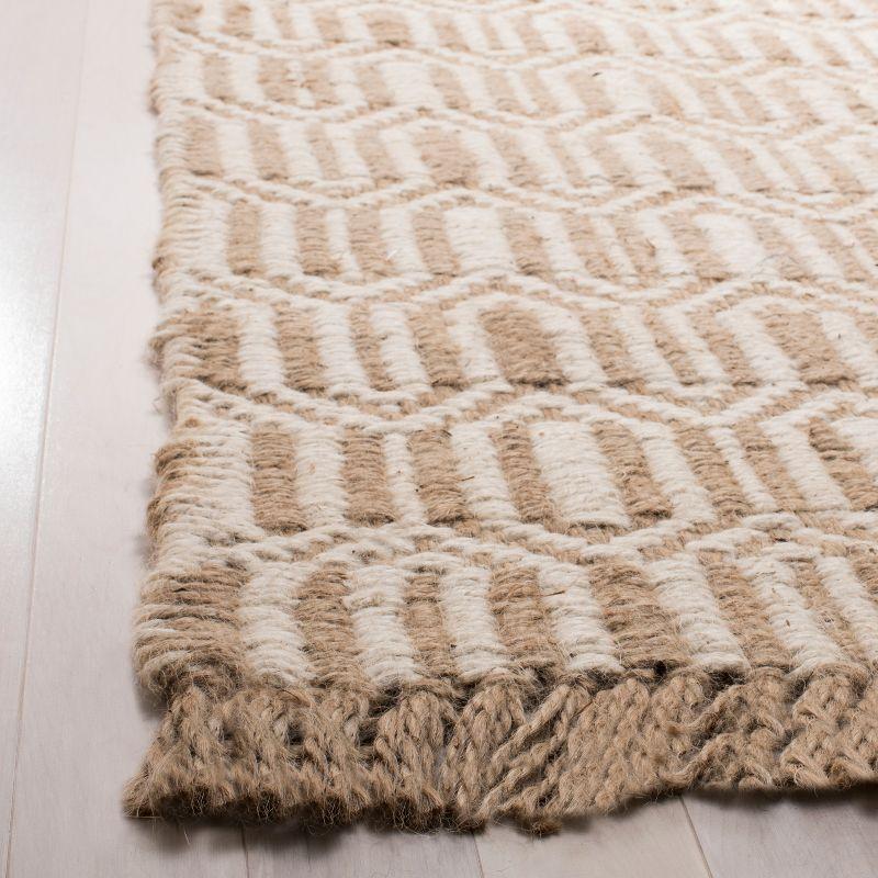 Hand-Knotted Ivory Jute 5' x 8' Area Rug with Non-Slip Backing