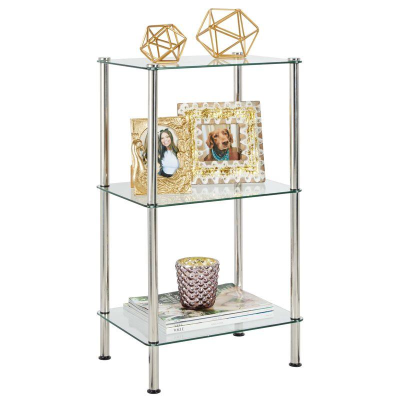 mDesign Metal/Glass Tiered Storage Tower with Open Glass Shelves