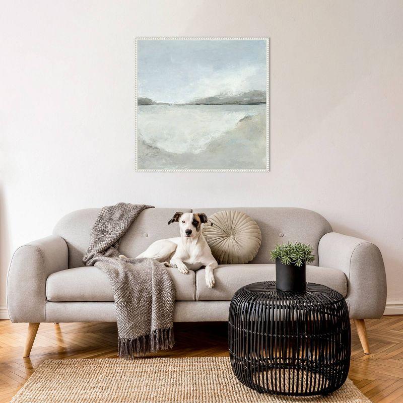 Subtle Coastal 30"x30" White Framed Canvas Wall Art