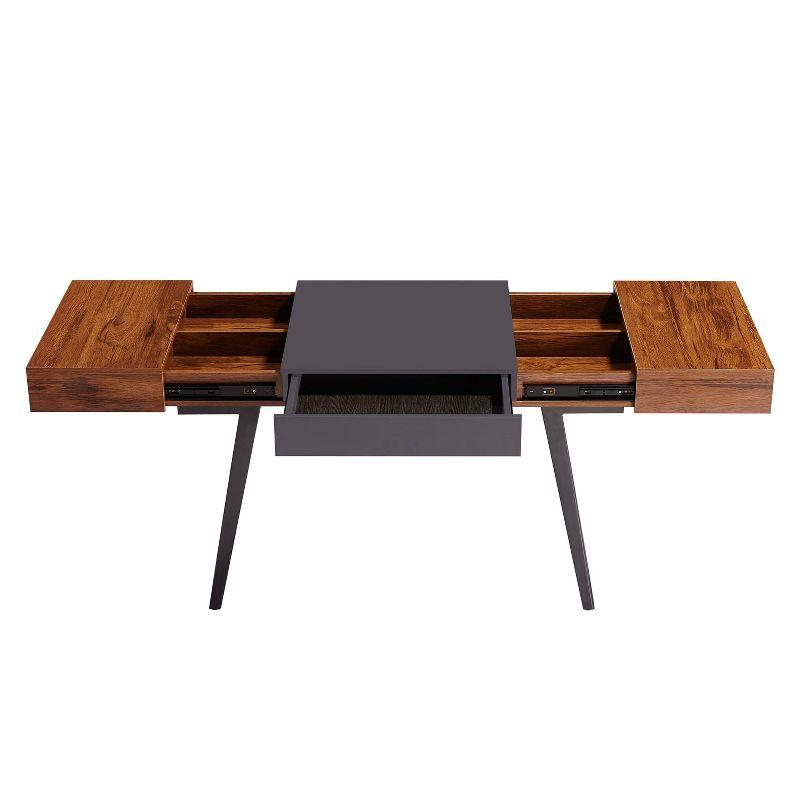 Expandable Modern Desk with Storage Mahogany - Techni Mobili