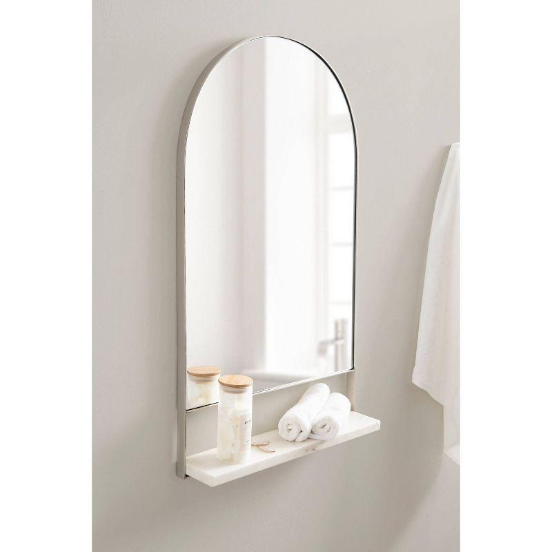 20"x34" Chadwin Arch Wall Mirror with Shelf Silver - Kate & Laurel All Things Decor: Modern Luxury, Handcrafted, Iron Frame