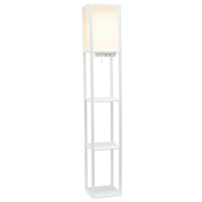 Creekwood Home Classix 62.5" 3-Tier Storage Floor Lamp with Charging Ports and Outlet