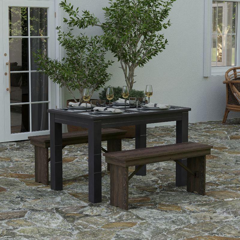 Black Wash Solid Wood Rectangular Farmhouse Dining Table