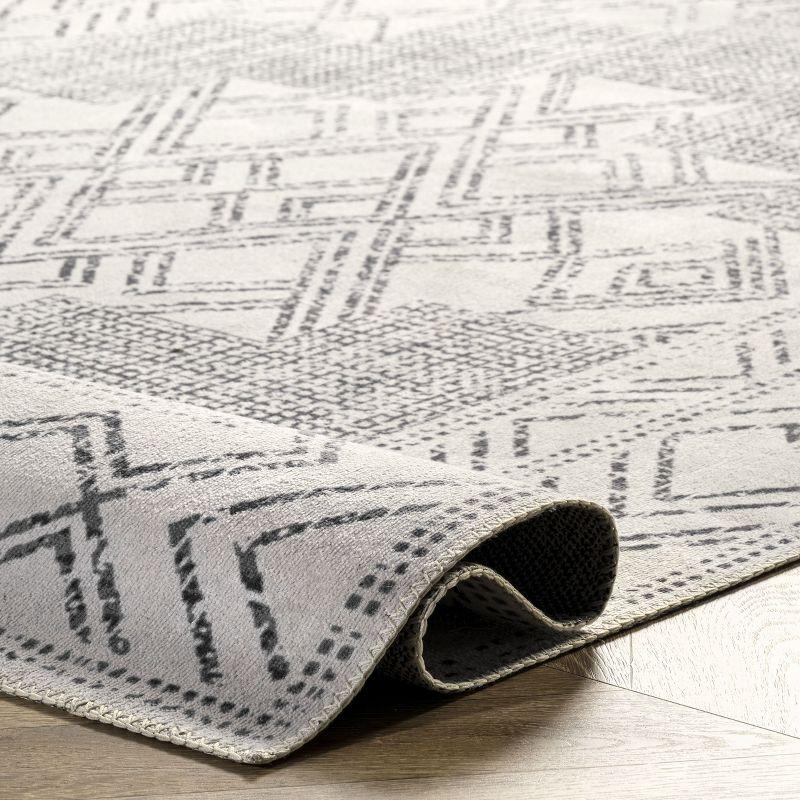 Nuloom Mia Medallion 2x12 Machine Washable Runner Indoor Area Rug for Living Room Bedroom Dining Room Entryway Hallway Kitchen, Light Grey/Ivory