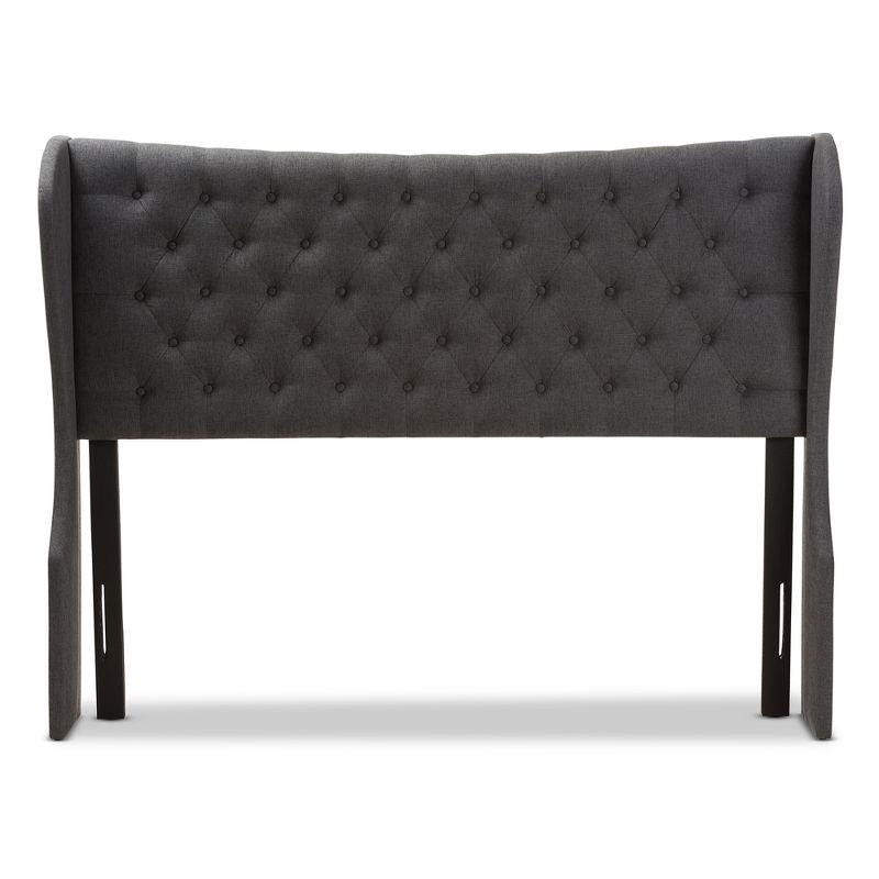 Cadence Modern and Contemporary Fabric Button - Tufted Winged Headboard - Baxton Studio