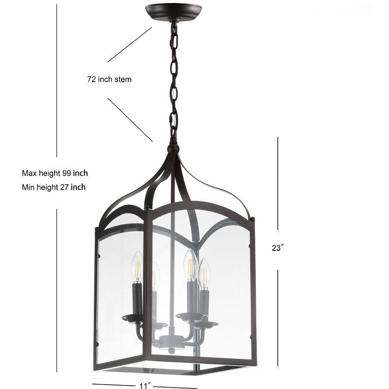 JONATHAN Y Ruth 11" 4-light Traditional Classic Lantern Metal/Glass LED Pendant, Oil Rubbed Bronze