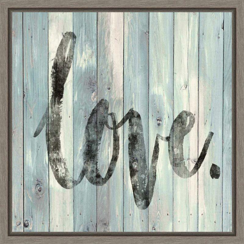 Love Quote Motivational Canvas Wall Art in Grey Frame