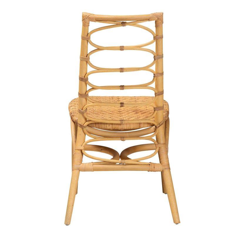 bali & pari Lisbon Natural Rattan Dining Chair Natural Brown: Armless, Spot Clean, No Assembly Required