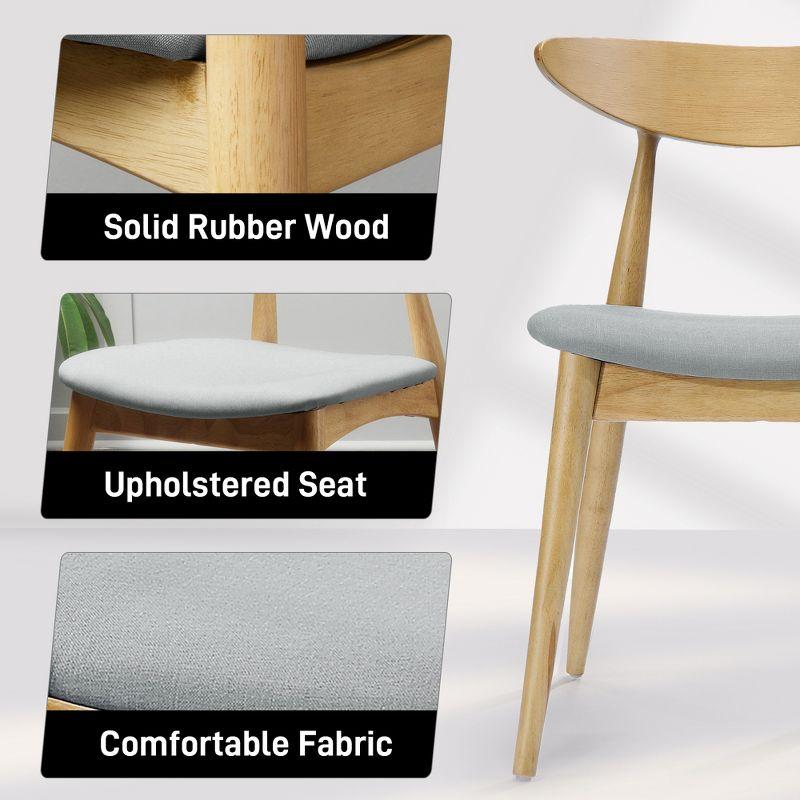 Christopher Knight Home Barron Mid Century Modern Rubberwood Fabric Upholstered Dining Chairs (Set of 2), Beige/Natural Oak