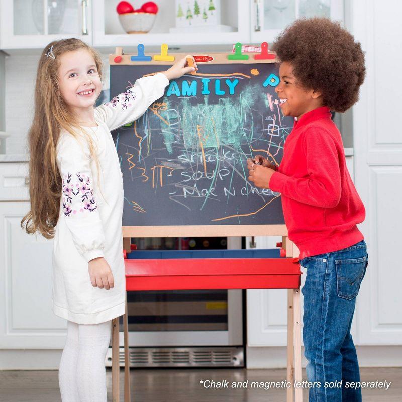 Deluxe Magnetic Wooden Art Easel with Chalkboard and Dry-Erase Board