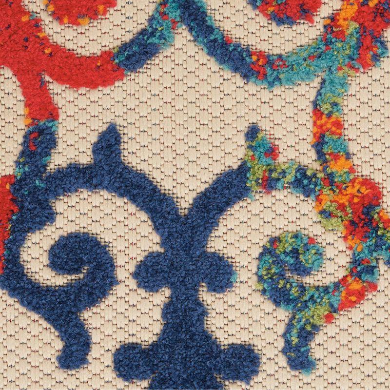 Nourison Aloha Contemporary Scroll Flatweave High-Low Indoor Outdoor Area Rug Multicolor 5'3" x 7'5"
