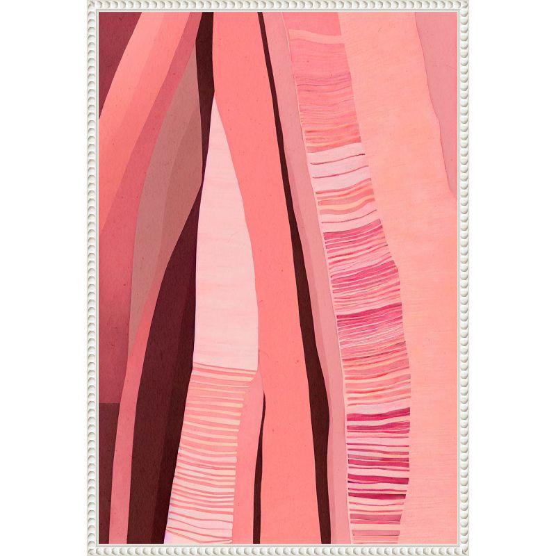 Pink Layers Abstract Canvas Art with White Floater Frame