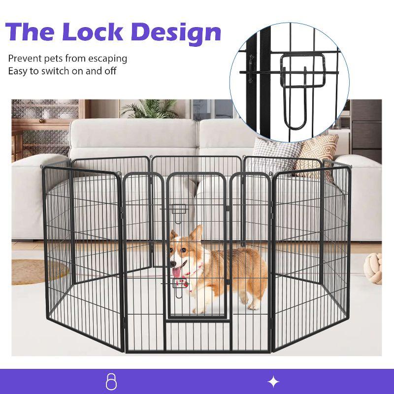 FDW Dog Playpen Pet Dog Fence 2-32 Panels  24/32/40"H Metal Dog Pen Outdoor Exercise Pen with Doors for Large/Medium /Small Dogs for RV,Camping,Yard