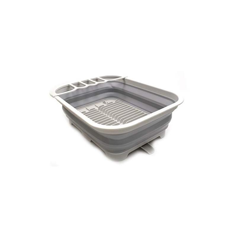 SAMMART 12L (3.17 Gallon) Collapsible Dish Drainer with Swivel spout, Grey