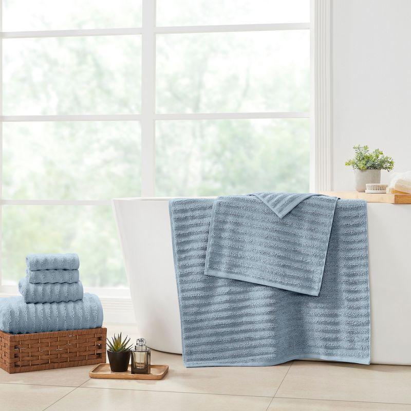 Modern Threads Luxury 100% Cotton 6-pc Wavy Towel Set, Blue