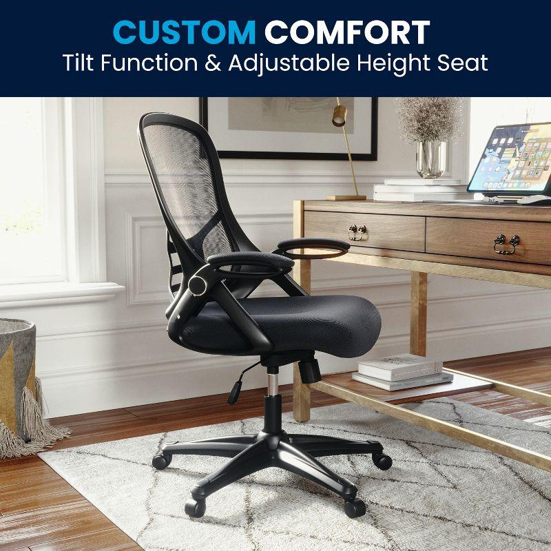 Flash Furniture Porter High Back Dark Gray Mesh Ergonomic Swivel Office Chair with Black Frame and Flip-up Arms