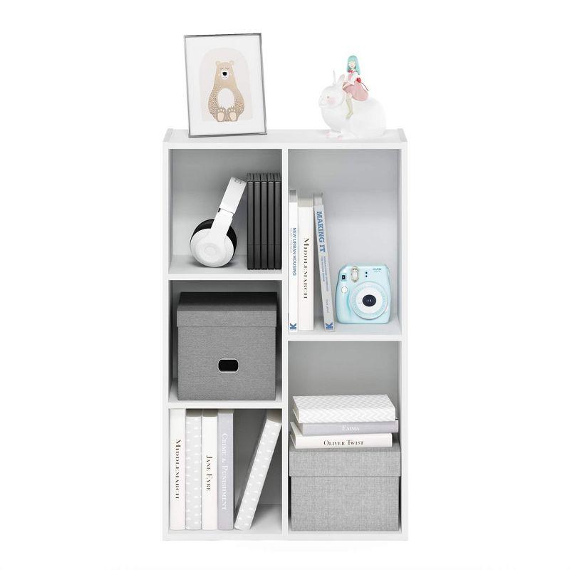 31" 5-Cube Geometric Decorative Bookshelf with Anti-Toppling Reversible Open Bookshelf Storage Organizer for Study&Office