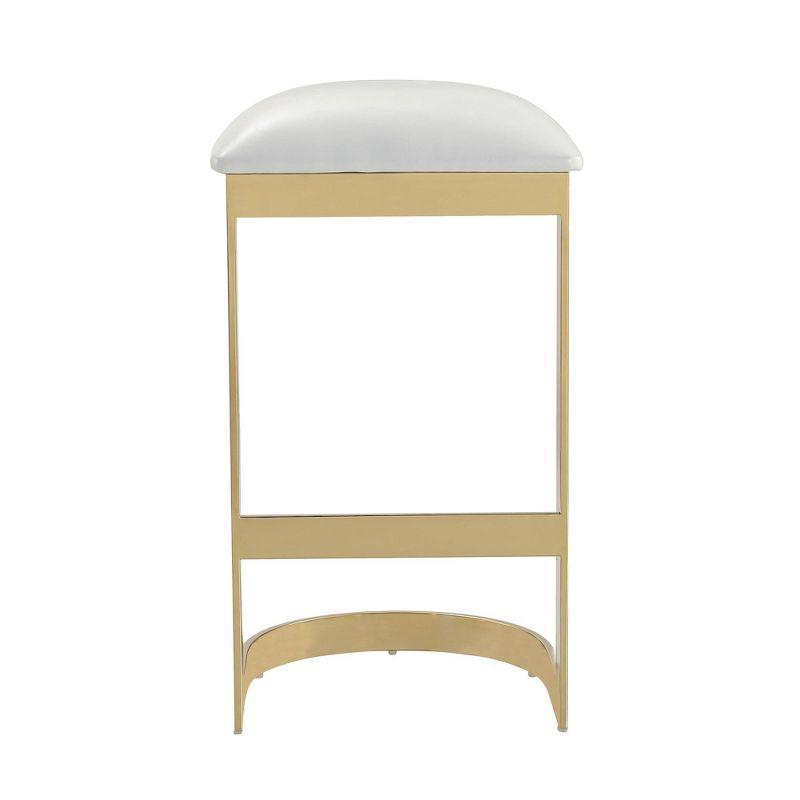 Set of 2 Sleek White and Brass Metal Barstools 17"x29"