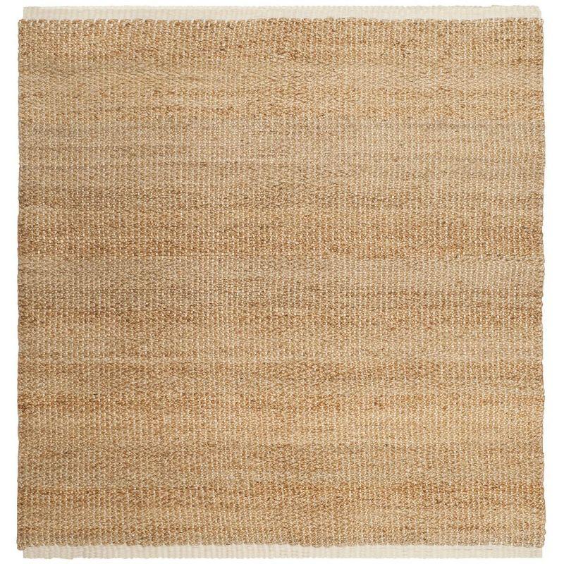 Handwoven Ivory Natural Jute 6' Square Area Rug with Non-Slip Backing