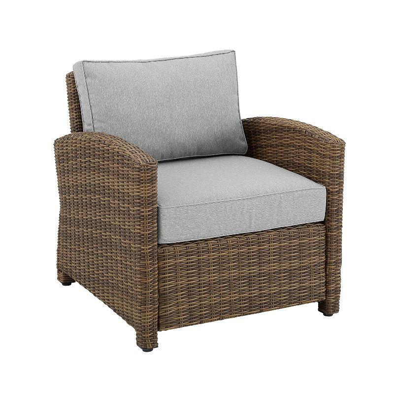 Bradenton Outdoor Wicker Arm Chair - Gray/Weathered Brown - Crosley: Steel Frame, UV-Resistant Patio Accent Chair