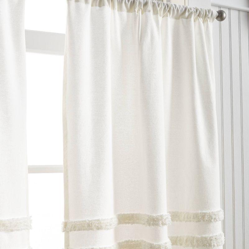 Ivory Textured Rod Pocket Valance and Tier Curtain Set