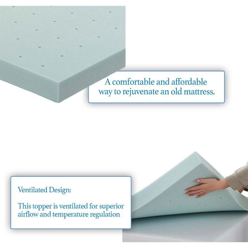 Nestl 4 Inch Memory Foam Mattress Topper, Full Size Gel Infused Mattress Topper