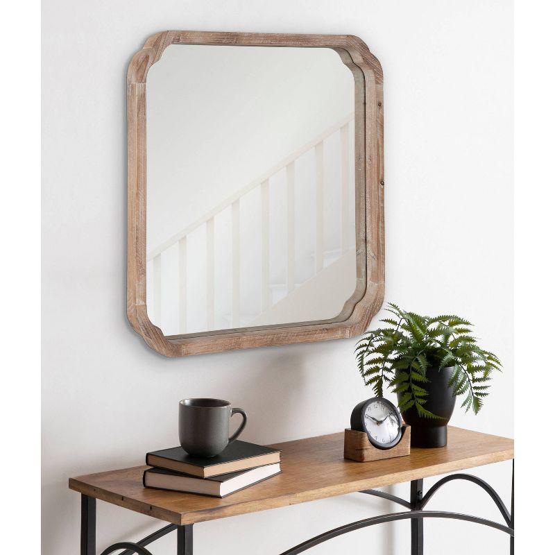 Kate & Laurel All Things Decor 24"x24" Marston Farmhouse Rectangle Wall Mirror Brown: No Assembly, Wood Frame, Wall Mount